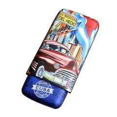 Colorful Design Leather 3-Finger Pocket Cuba Cigar Case Travel Set