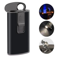 Refillable Cigar Lighter With Flashlight Puncher Windproof Metal Smoking Accessories