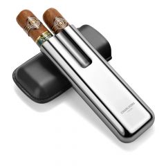 Stainless Steel Cigar Case Cow Leather Cigar Humidor Case Moisturizing Portable Travel Cigar Case