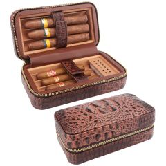Travel Leather Wood 6 Cigar Humidor Cedar Wood With Humidifier Dropper